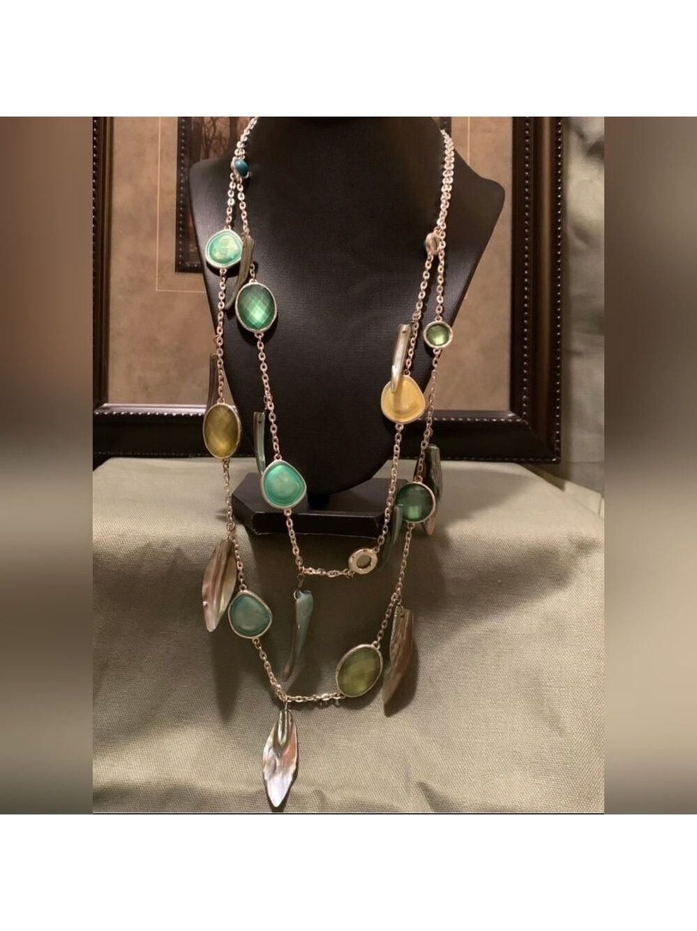 Chico's Multicolor Gemstone Layered Necklace 30"
